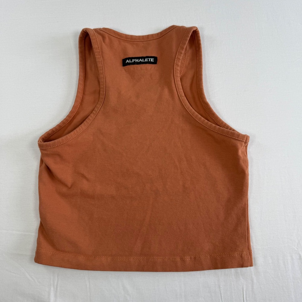 Alphalete Lifestyle Fit Crop Tank Top XXS Rust Orange Racerback - Picture 2 of 7